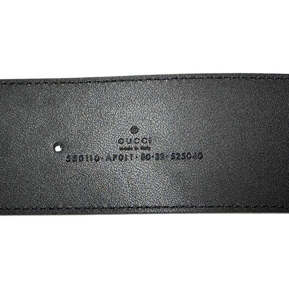 Gucci Black Calfskin Crystal Interlocking G Buckle Extra Wide Belt 80/32 NEW - Picture 5 of 6